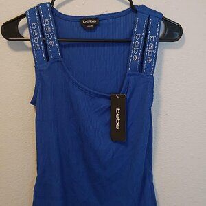 bebe shirt women's size medium rhinestone sleeveless tank top new with tags